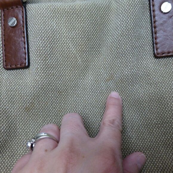 Michael Kors Hamilton Canvas Handbag Tote Purse Leather Handles Strap Lock - Picture 10 of 12